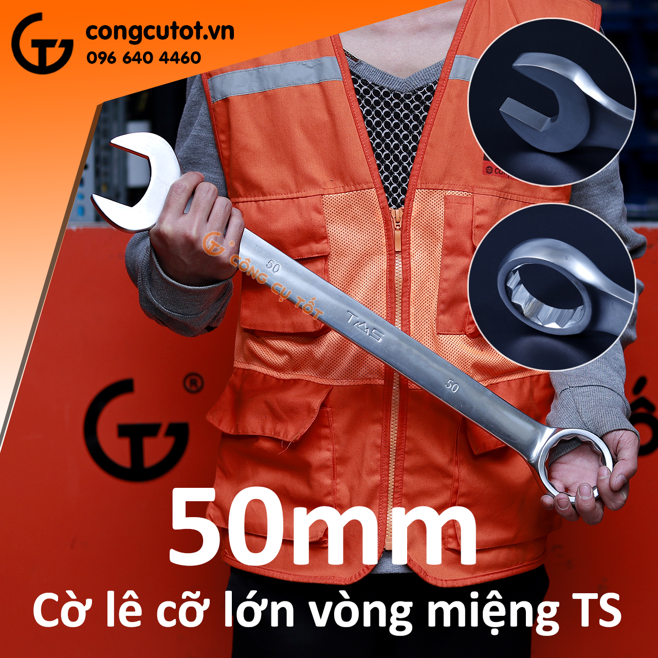 Cờ lê vòng miệng TS cỡ lớn size tùy chọn 44-75mm