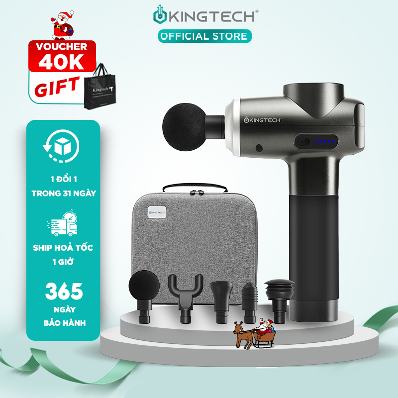 Súng Massage Cầm Tay Cao Cấp KINGTECH MAX 1 - Máy Massage Dùng Động Cơ Không Chổi Than, Hỗ Trợ Mát Xa Chuyên Sâu Giúp Thư Giãn Phục Hồi Cơ Bắp Cho Gymer, Người Chạy Bộ, Vận Động Viên - Quà Tặng Nam Nữ, Sếp, Doanh Nghiệp