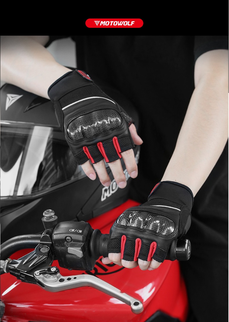 Găng tay xe máy cụt ngón MOTOWOLF MDL0327