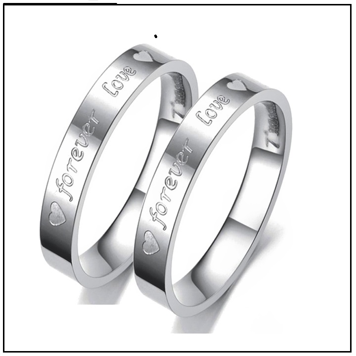 1 Chiếc Nhẫn Cặp Inox Khắc chữ Forever love cao cấp không đen SuSuNC