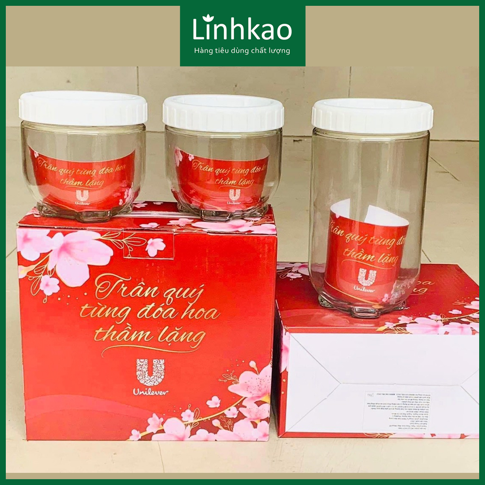 Bộ 3 lọ thủy tinh nắp vặn trắng Unilever