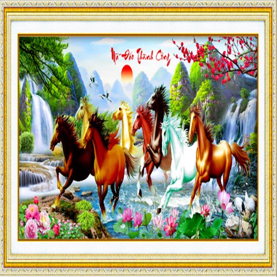 Tranh đính đá Mã đáo thành công Kt 160*70cm