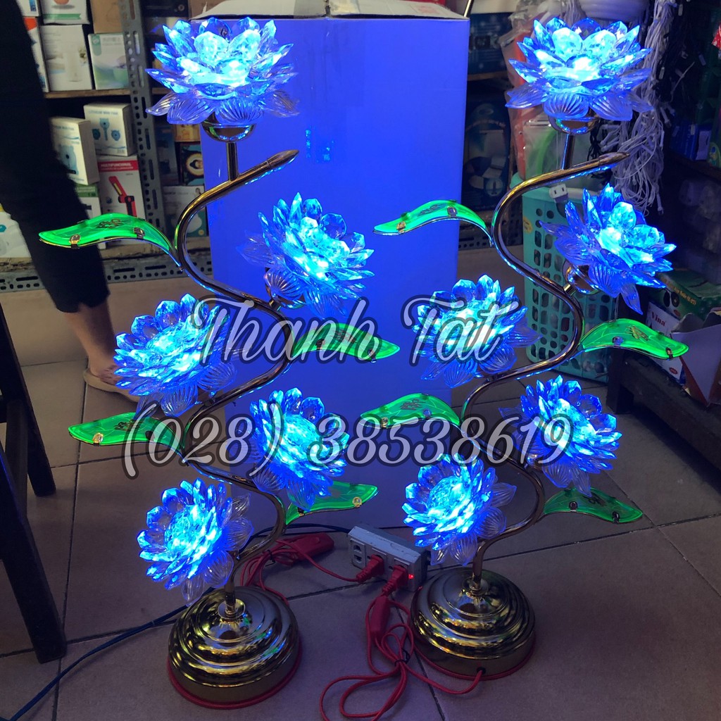 Đèn thờ led hoa sen 5 bông 75cm
