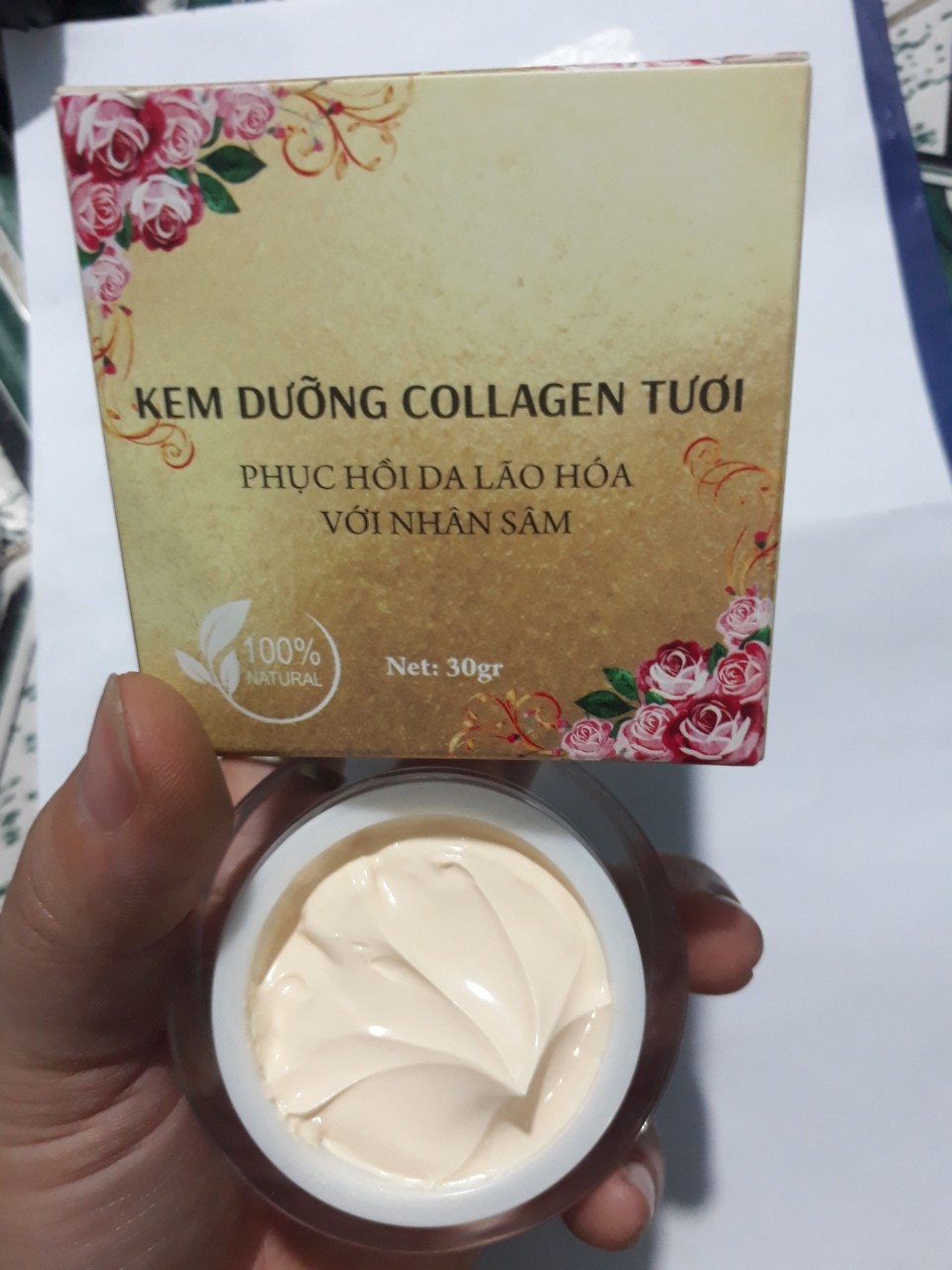 (TẶNG SERUM DƯỠNG) Kem dưỡng Sâm Tươi collagen hộp oval phục hồi sau tái tạo giúp da căng bóng trắng mịn màng và ngừa nám tàn nhang  căng mướt sáng hồng cao cấp 25gr