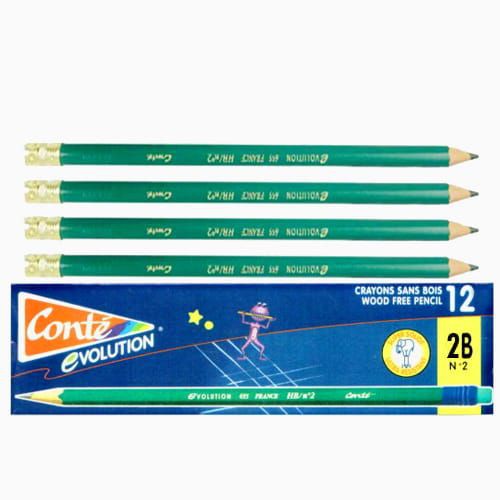 12 Cây Bút Chì Gỗ Conté Evolution 2B Có Tẩy