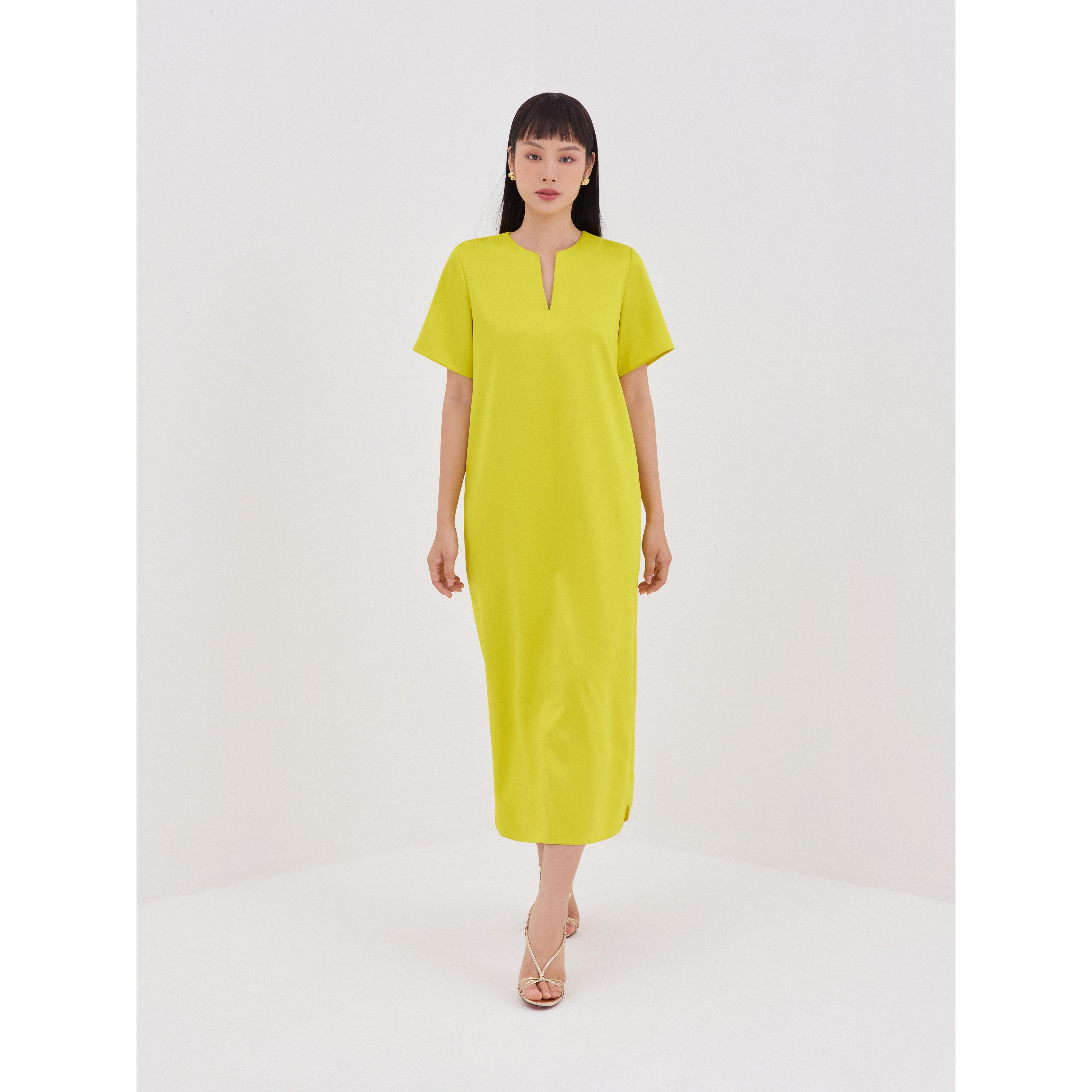Đầm lụa hai da Mauve Y Neck dress