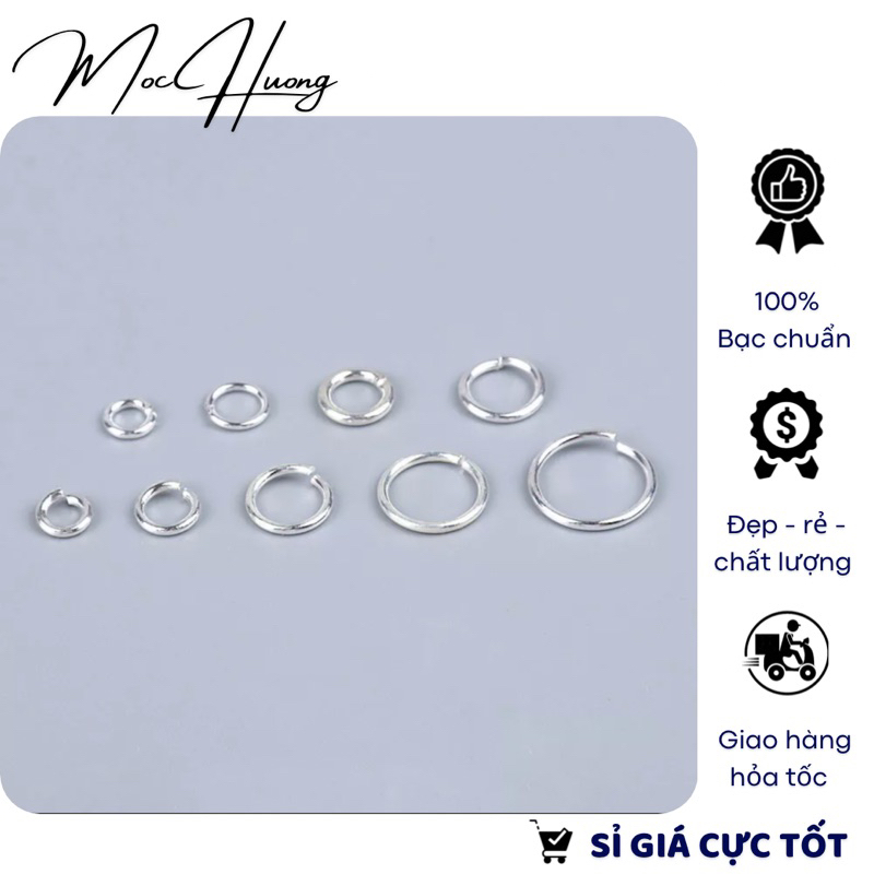 Khoen tròn bằng bạc mở sẵn - mh664