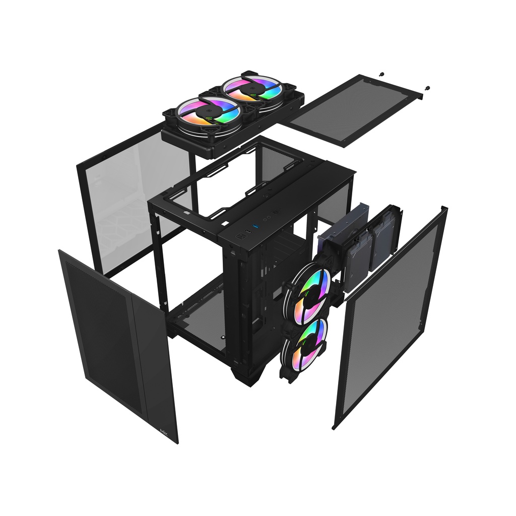 Vỏ Case MIK LV12 MINI FLOW BLACK (Thiết Kế Thông Minh Không Cần Ốc)