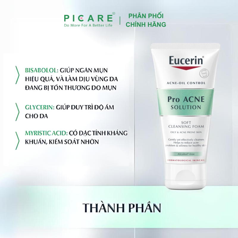 Facial Cleanser foam for acne skin Eucerin pro solution acne Gentle Cleansing Foam 50ml