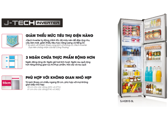 Tủ lạnh Sharp Inverter SJ-X281E-DS