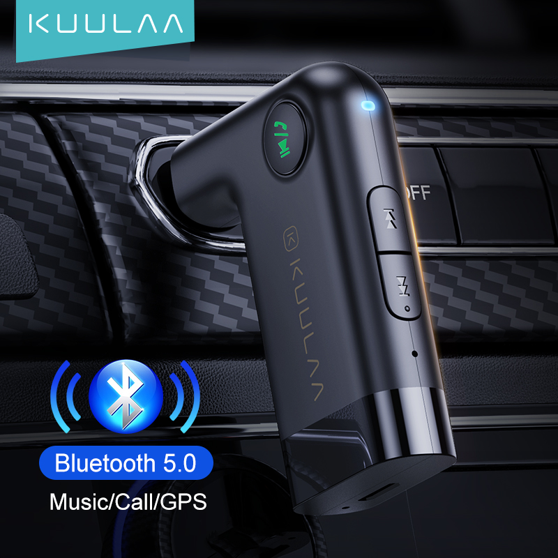 KUULAA Bluetooth Receiver 5.0 Adapter HandsFree Speaker Bluetooth Car Kits AUX Audio 3.5mm Jack Stereo Music Wireless Receiver For Car