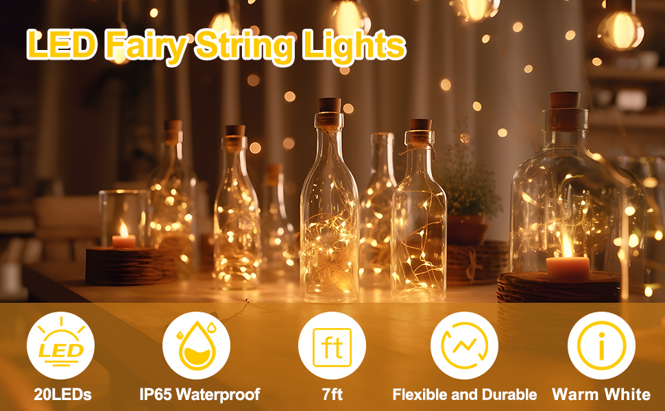 2M Christmas decorative light string, 20cm warm light string, dating decorative light string, romantic LED mini string light Firefly Lights Christmas lights outdoor waterproof