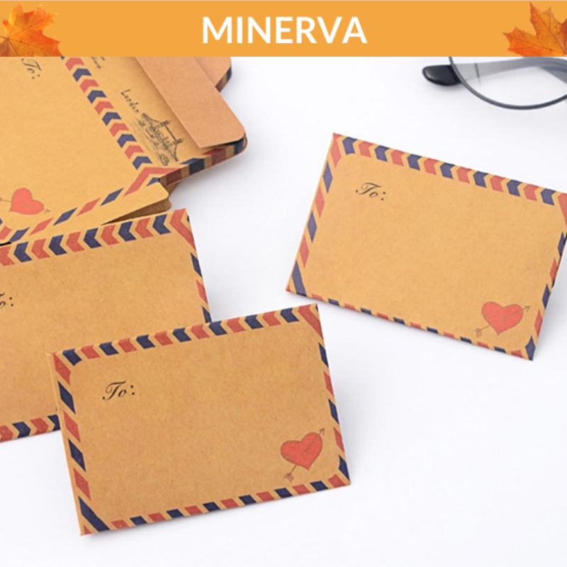 Set 5 Phong bì mini viết lời chúc mừng màu nâu phong cách cổ điển