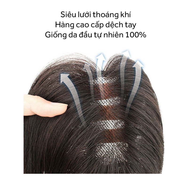 Tóc giả mái phủ hói siêu lưới tóc thật 100%