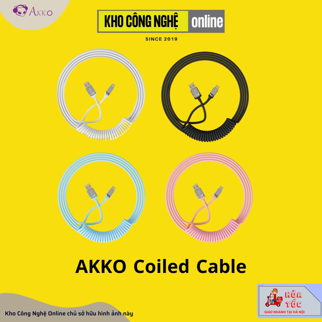 Dây cáp AKKO Coiled Cable (Black / White / Pink / Blue)