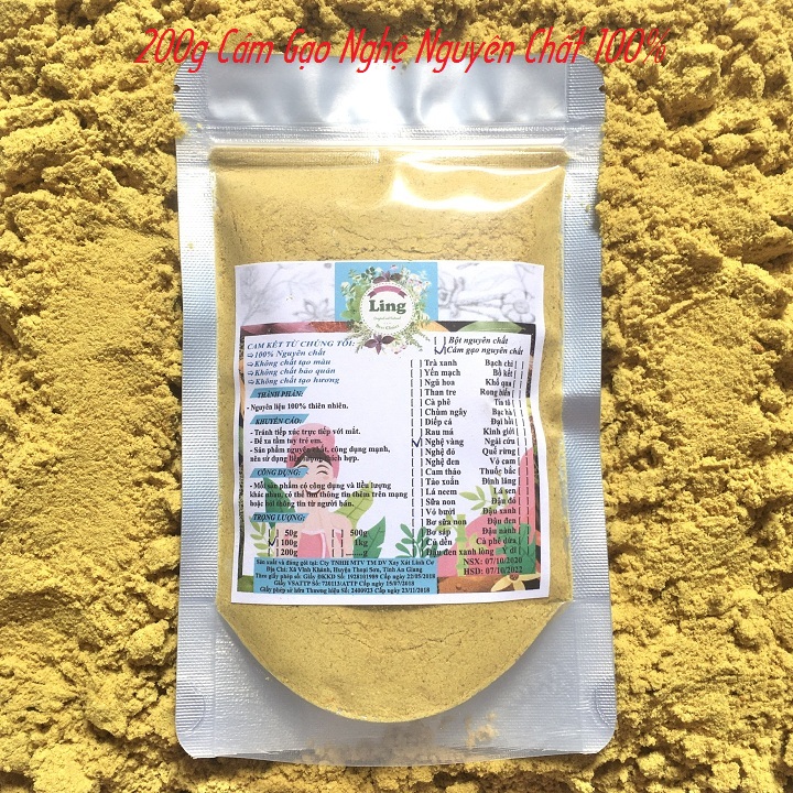 Bột Cám gạo nghệ 100g-200g có giấy VSATTP và ĐKKD nguyên chất thiên nhiên 100% dùng để đắp mặt đa công dụng