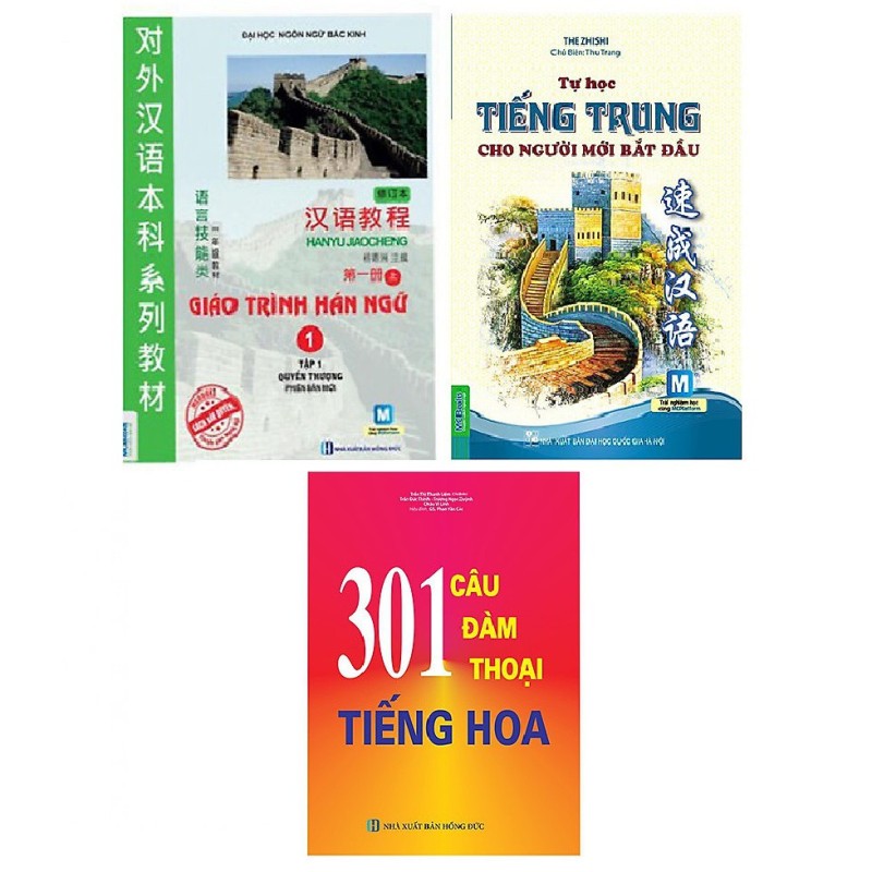 Sách - Combo Giáo Trình Hán Ngữ 1 + 301 Câu Đàm Thoại Tiếng Hoa +Tự Học Tiếng Trung Cho Người Mới Bắt Đầu Tặng Bookmark