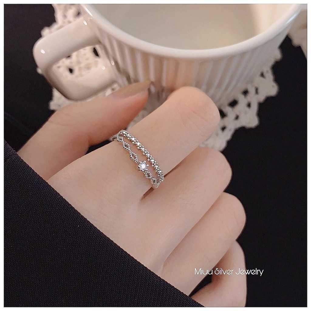 Nhẫn bạc nữ Miuu Silver đính đá layer Clara Ring
