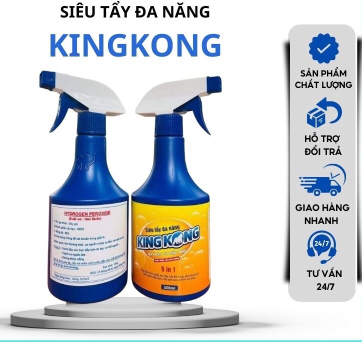 Bộ đôi siêu tẩy đa năng kingkong vòi xịt 500ml tẩy dầu mỡ quần áo xoong nồi nhà tắm