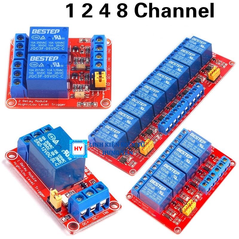 Module relay 5vdc - 12vdc, 1 - 2 - 4 kênh high / low