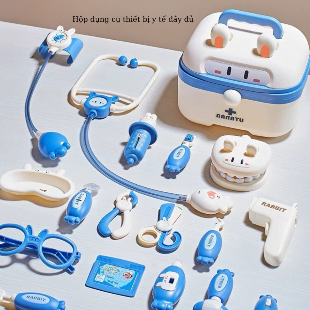 Bộ đồ chơi nhập vai bác sĩ nanatu, 2 màu xanh, hồng