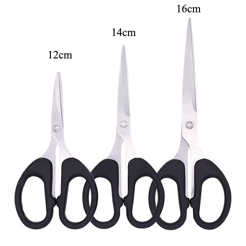 Kéo cắt giấy văn phòng màu đen 12-14-16cm