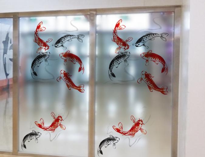 [HCM]Decal Dán Kính Cao Cấp - Đàn Cá KOI( 60 X116 )-DK1055