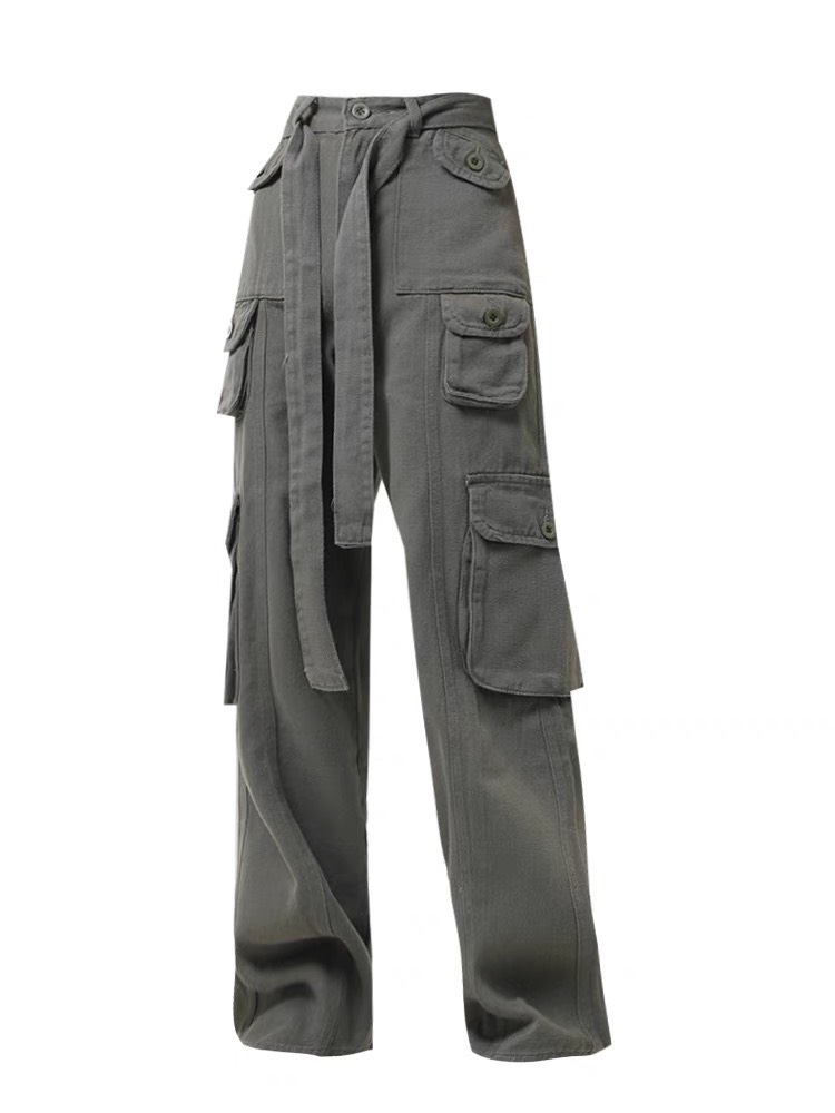 Quần túi hộp cargo pants chất liệu Kaki lưng cao ống rộng phong cách hiphop cá tính Jengiang