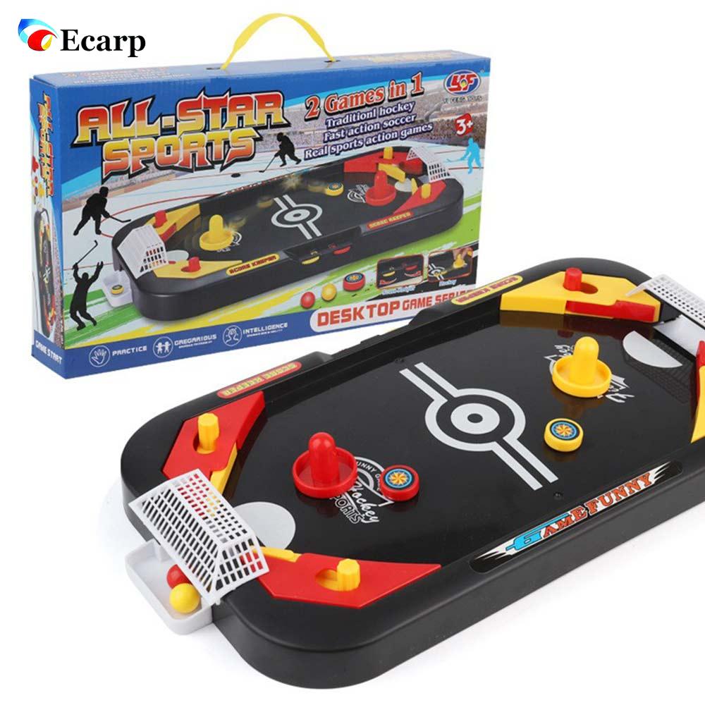 2 In 1 Mini Hockey Soccer Game Arcade Style Ice Hockey Table Play