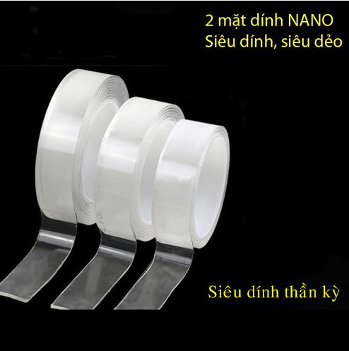 Băng Keo Nano Dán 2 Mặt Trong Suốt / Băng Dính 2 Mặt Đa Năng - Dán Tường Treo Đồ, Treo Tranh Ảnh, Cố Định Vật,...