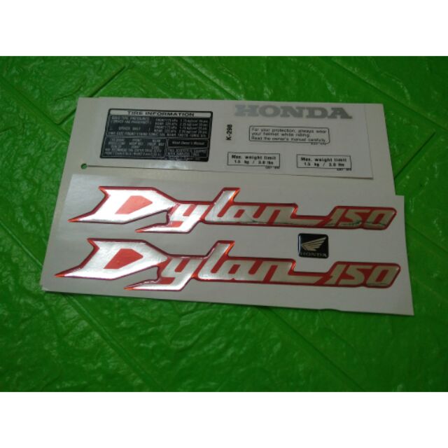 Bộ tem nổi Honda Dylan màu bạc đỏ hàng nhập Thái Lan