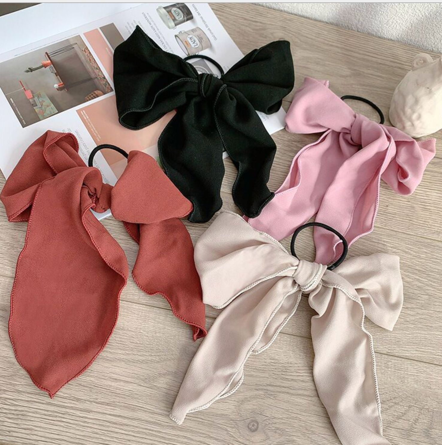 Cột tóc nơ nữ bản to phong cách dịu dàng tiểu thư DC15