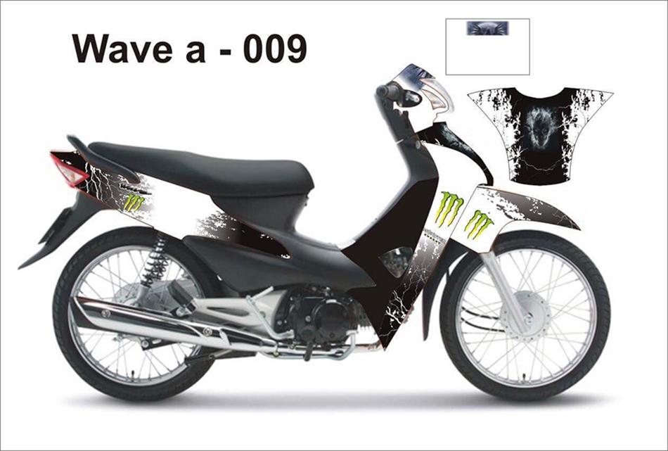 tem trùm xe máy wave chế đẹp - giá rẻ - tem đen trắng chất