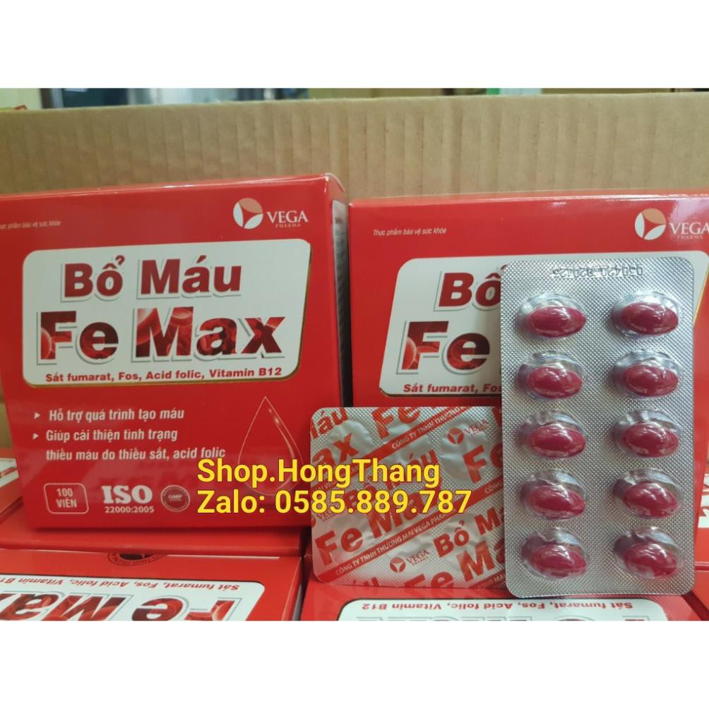 Bổ Máu Fe Max bổ sung sắt và acid folic, giảm thiếu máu do thiếu sắt, hỗ trợ quá trình tạo máu