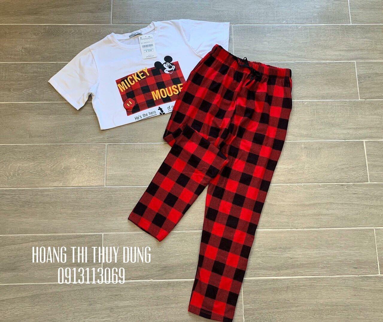 Sét bộ caro in MICKEY MOUSE dễ thương TTS0319