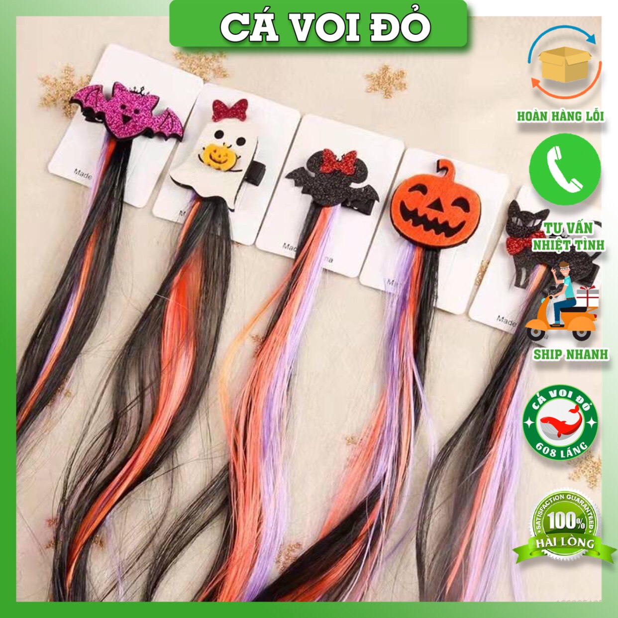 Kẹp tóc, cài tóc giả Halloween nhiều hình vui nhộn