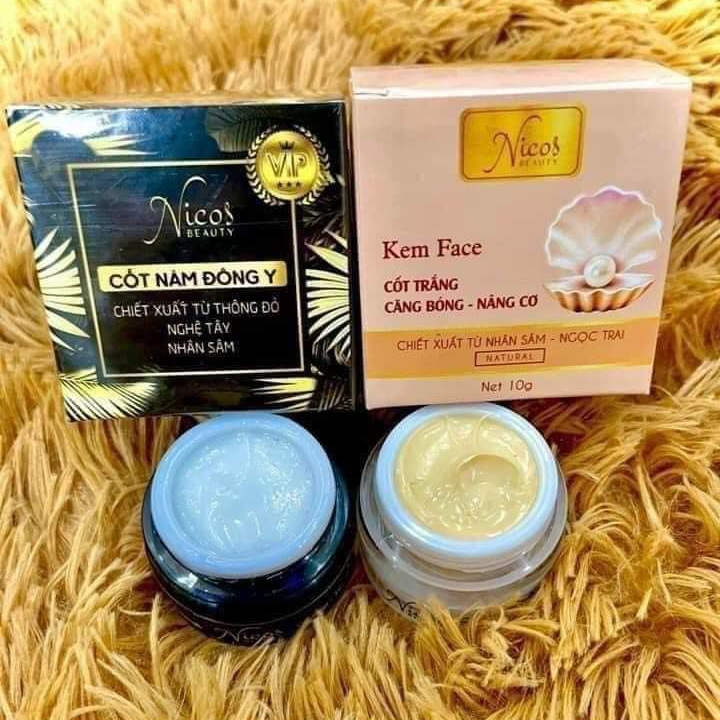 Bộ Kem Dưỡng Trắng, Ngừa Nám Ngày Và Đêm Nicos Đông Y (10g x 2)