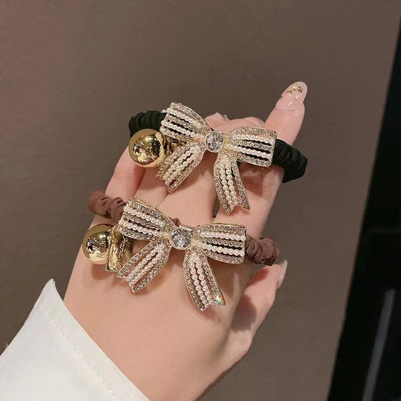 Dây Cột Tóc Nơ Đính Đá Xinh Xắn Sang Chảnh Cho Nữ, cột tóc đẹp