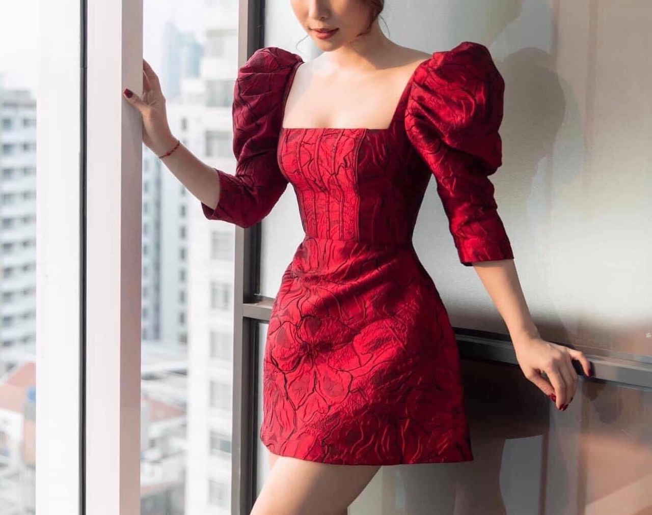 [HCM]Đầm Gấm Sang Trọng Chất Liệu Cao Cấp