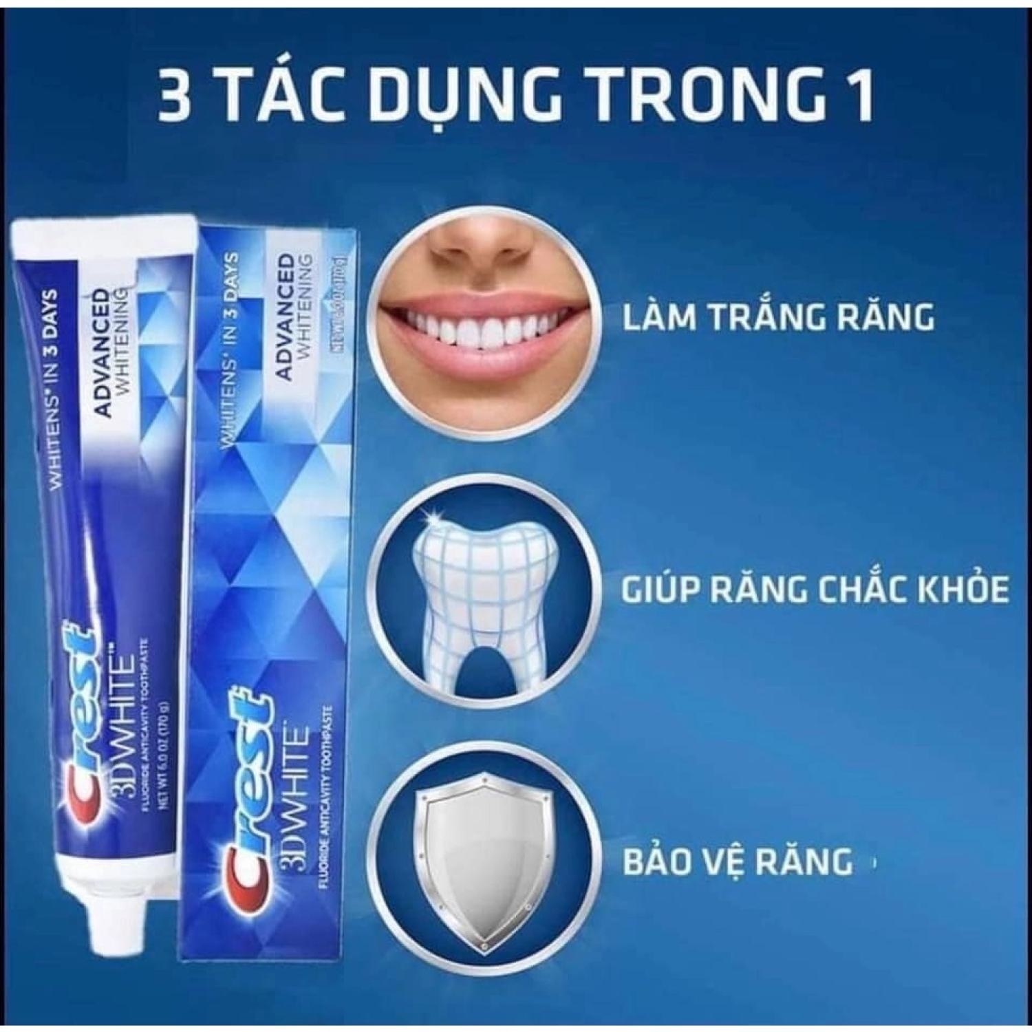 [Hàng Mỹ] Kem Đánh Răng Crest 3D White Toothpaste 147g