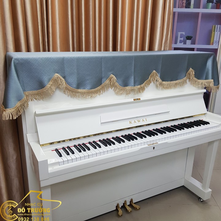 Khăn Phủ đàn piano cơ màu xanh vải cao cấp