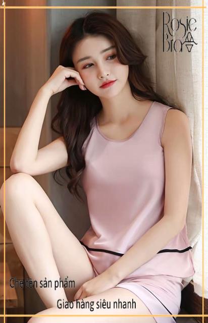 Bộ ngủ lụa quần đùi áo sát nách chất đẹp M/L/Xl Ct095