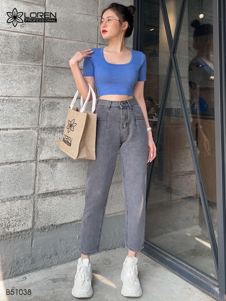 Quần jean baggy loren trơn kiểu túi b51038