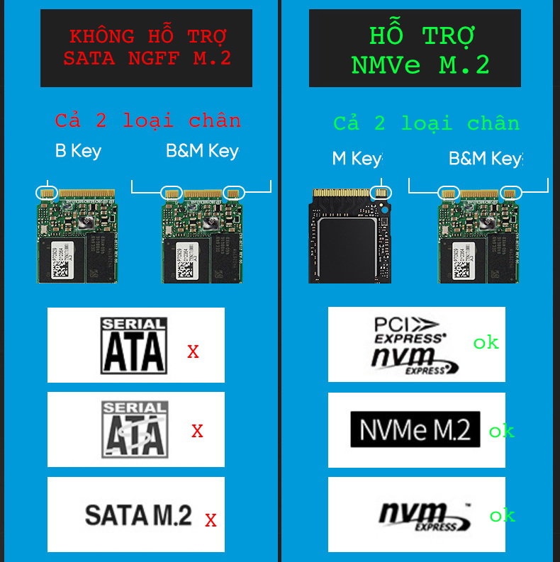 Box ổ cứng SSD NVMe M.2 chuẩn USB 3.2 gen 2 10Gbps tốc độ cao UASP - Blueendless (M.2 NVME 2280 SSD enclosure)
