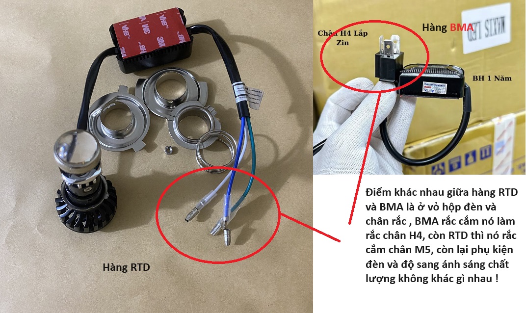 Đèn led bi mini tí hon chân M5,H7,H4