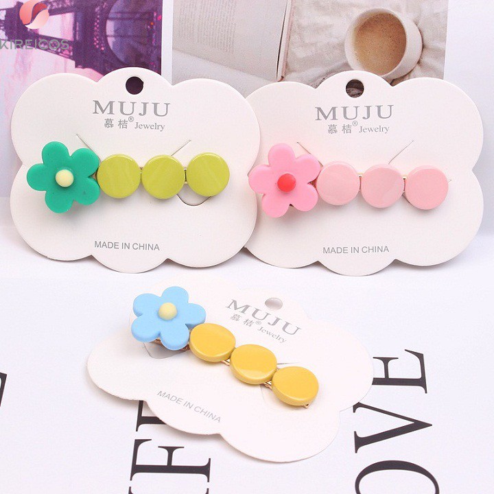 [HCM]Set 5 Dây Cột Tóc Và 1 Kẹp Hoa 5 Cánh Nhiều Màu