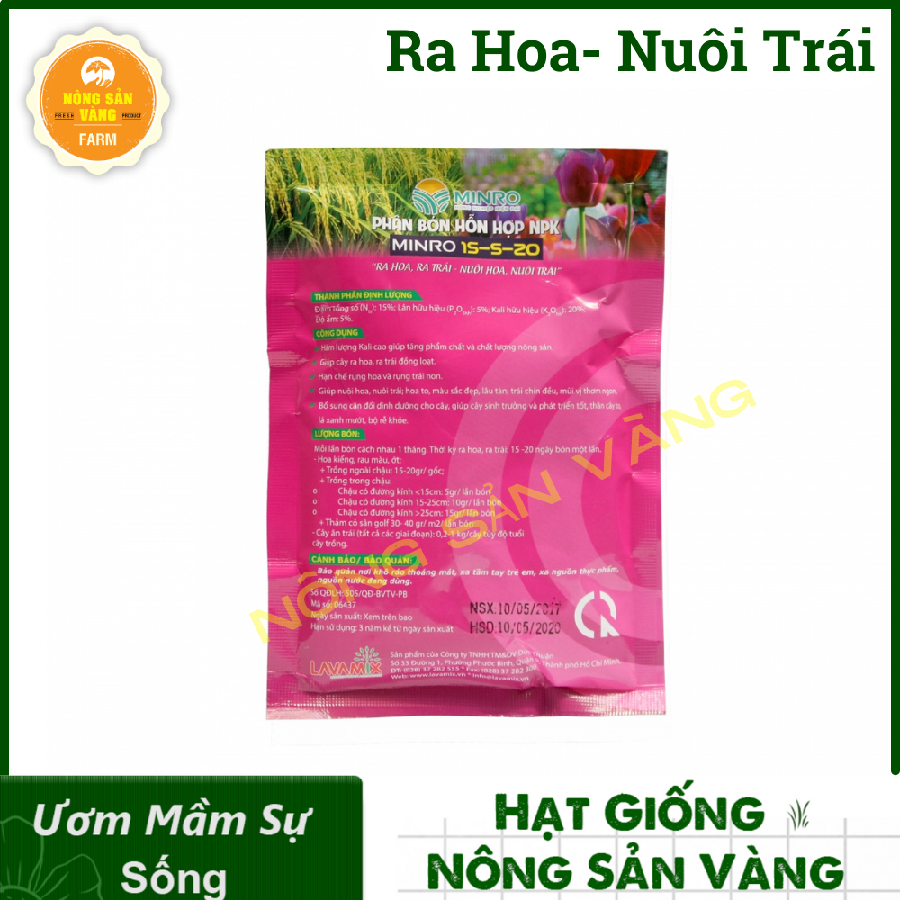 Phân Bón NPK Hỗ Trợ Ra Hoa, Ra Trái, Nuôi Hoa, Nuôi Trái Lavamix (Gói 200gr) -Nông Sản Vàng