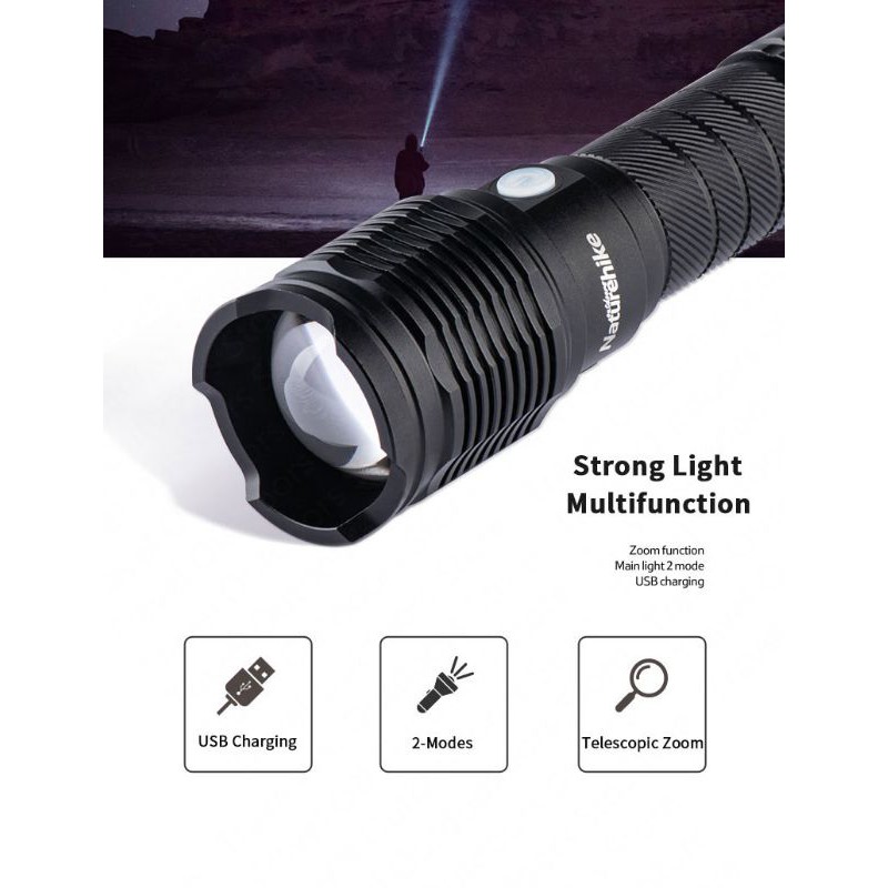 Đèn Pin Sạc Usb Siêu Sáng Naturehike Nh20Zm009