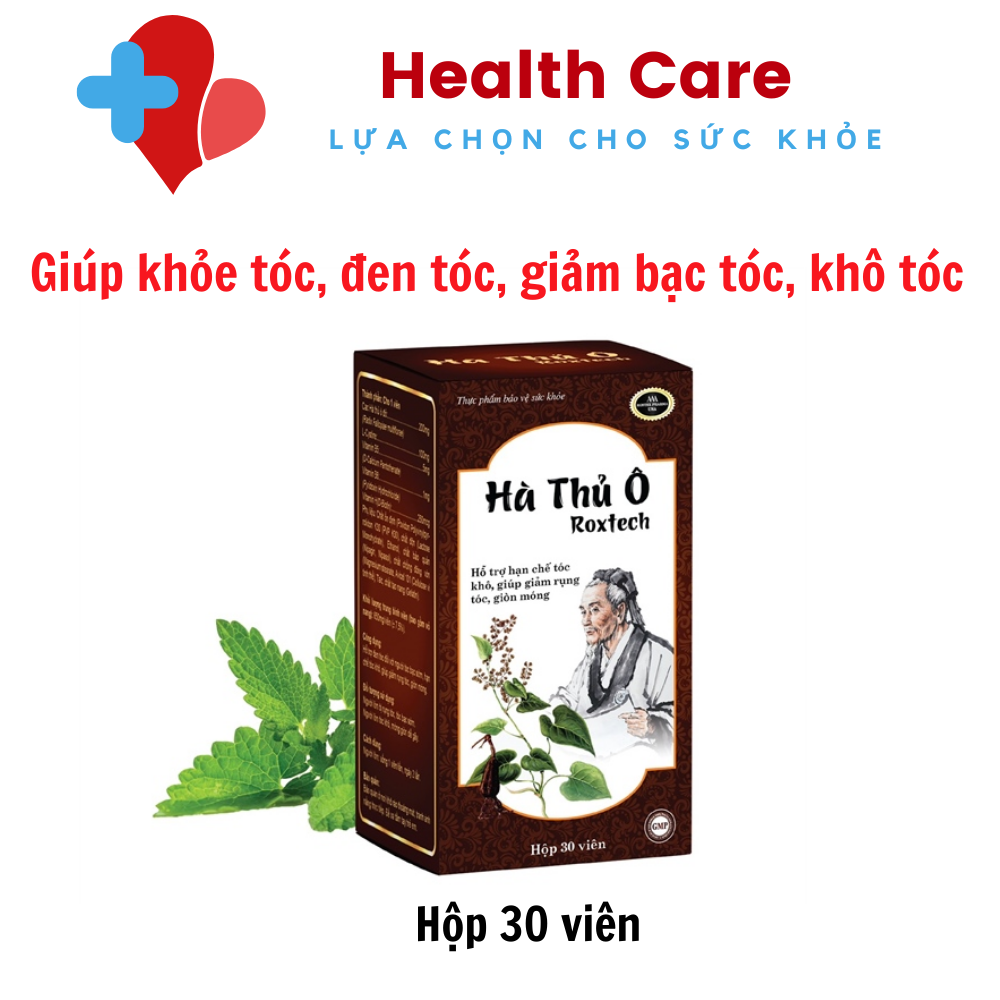 Hà thủ ô Roxtech giúp khỏe tóc, đen tóc, giảm bạc tóc, khô tóc, rụng tóc - Chai 30 viên
