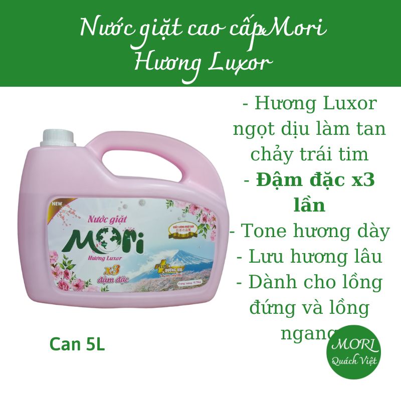 Nước giặt MORI hương comf/enchen/ lovely, can 5L